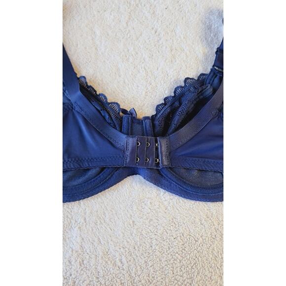 NEW Unpadded Navy Blue Lace Bra 42B Underwire Sexy Lingerie Bralette Underwear - Picture 3 of 7